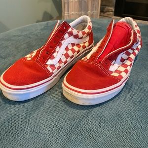 Vans Women's Sz 7 Red Sneakers with Checkers